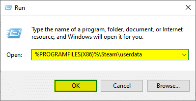 userdata folder location in Windows Run