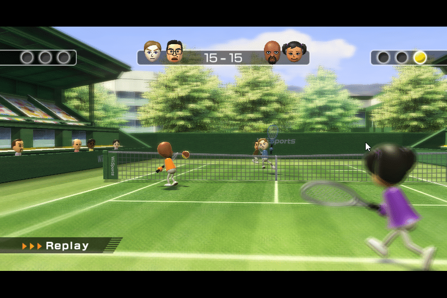 Tennis in Wii sports, one of the best Wii games.