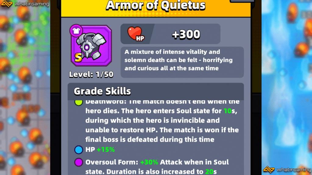 Armor of Quietus description in Survivor.io