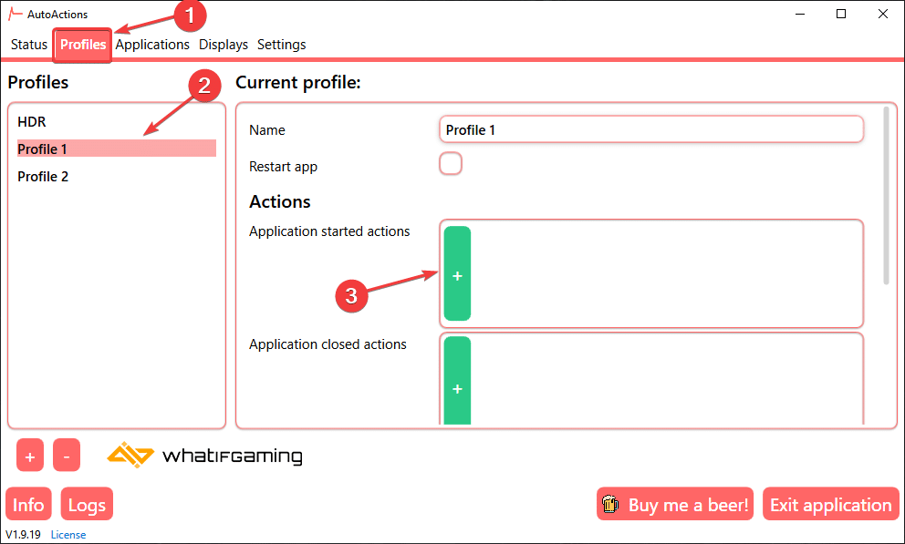 Profiles Tab Auto Actions