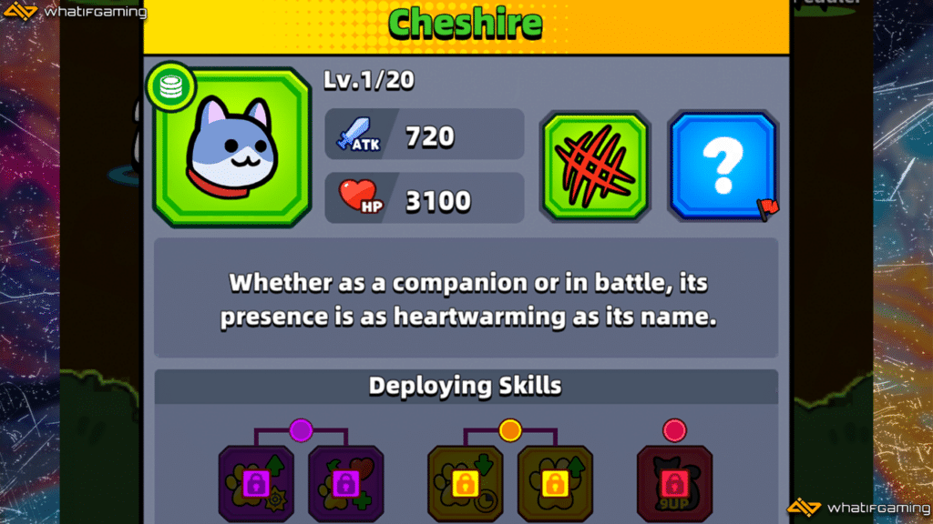 Cheshire Pet Description in Survivor.io.