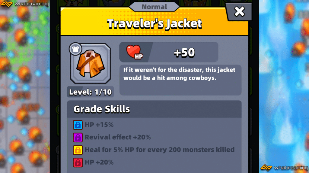 Traveler's Jacket description in Survivor.io