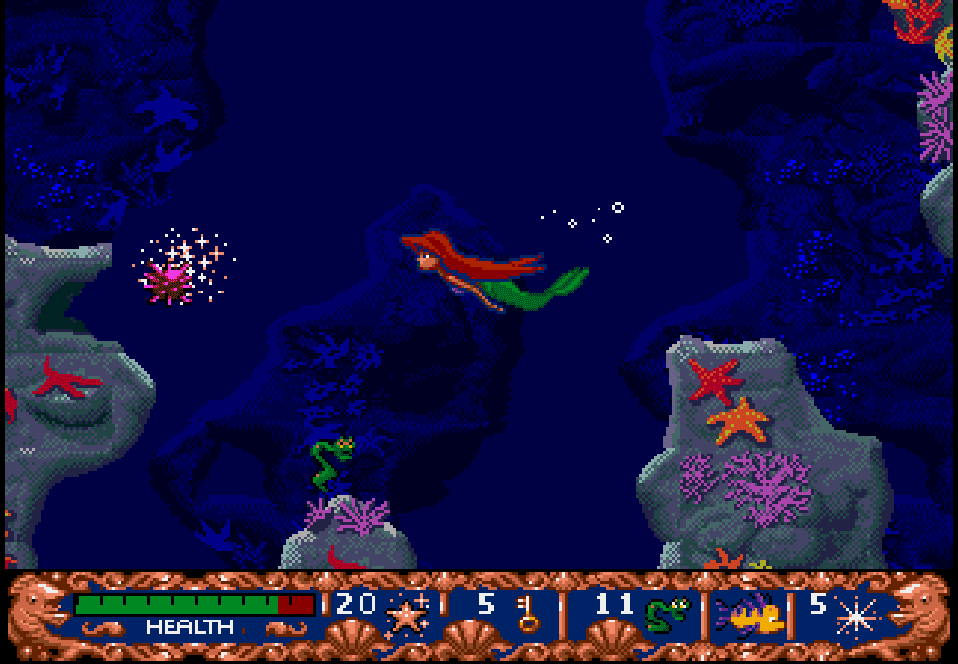 Ariel the Little Mermaid is an interesting game, though some would say very similar to Ecco the Dolphin.