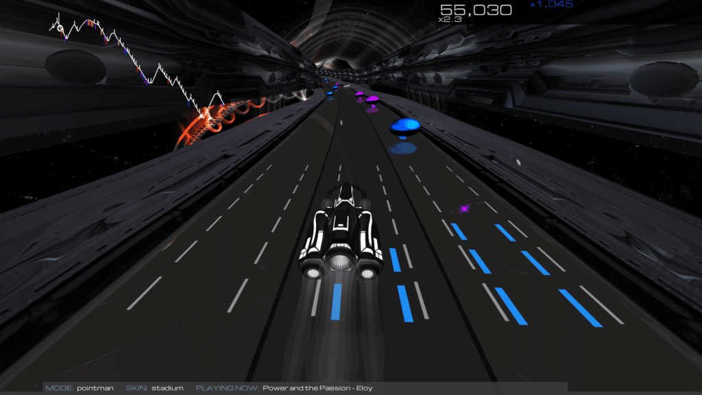 Audiosurf 2 is a game that turns your music into a track, and Boti has similar elements to this.