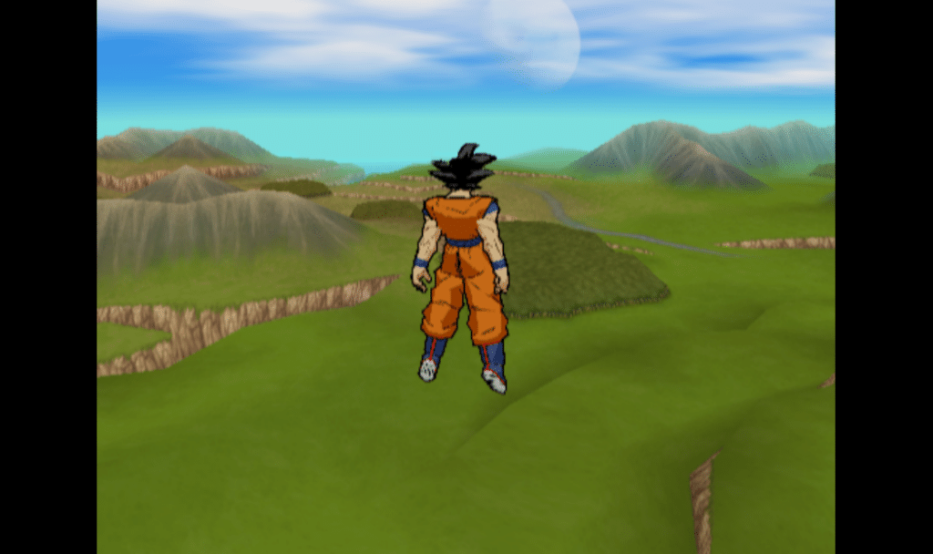 Goku flying in Dragon Ball Z Budokai 3.