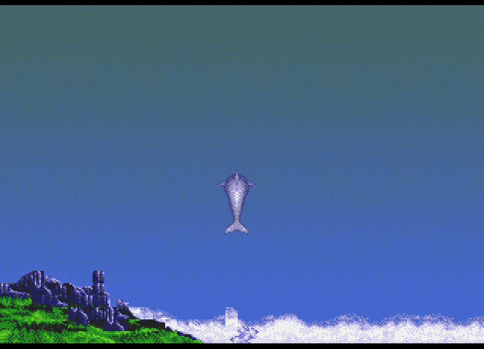 Ecco the Dolphin doing an acrobatic jump out of the water.