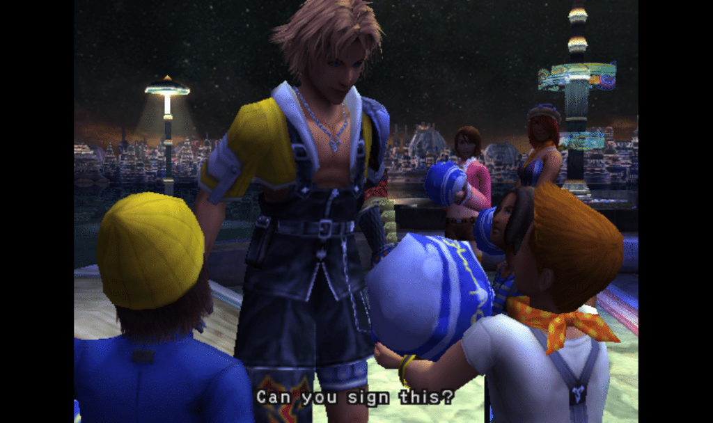 The main character Tidus in Final Fantasy X.
