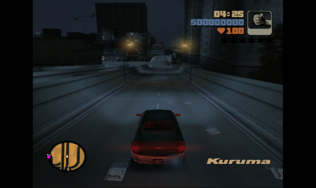 The iconic start of GTA III on the PS2.