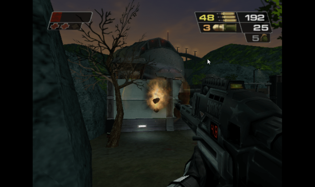 Red Faction II is a legendary FPS title, played on the PS2 in this shot.