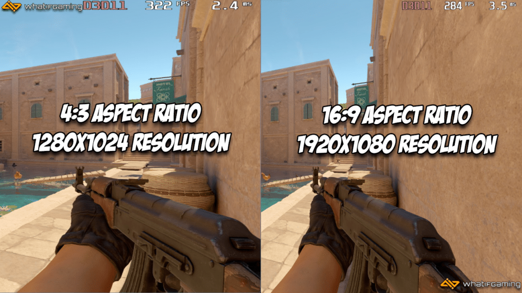 Showing the 4:3 at 1280x1024 and 16:9 at 1920x1080 comparison