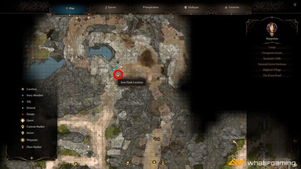 Baldur's Gate 3 Iron Flask Map Location