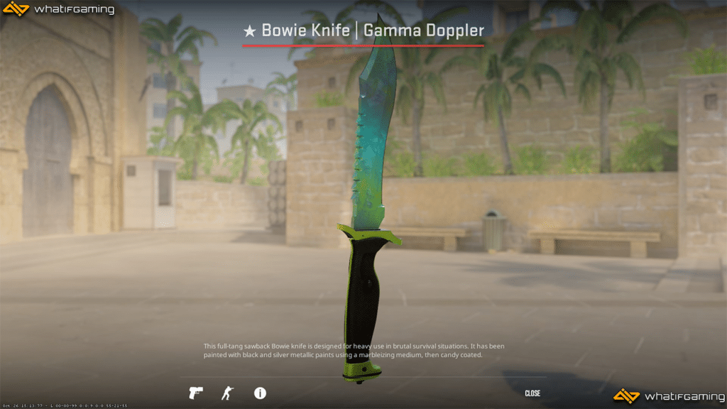 A photo of the Bowie Knife Gamma Doppler skin in CS2