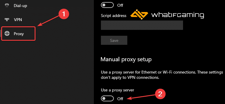 Disable Windows Proxy
