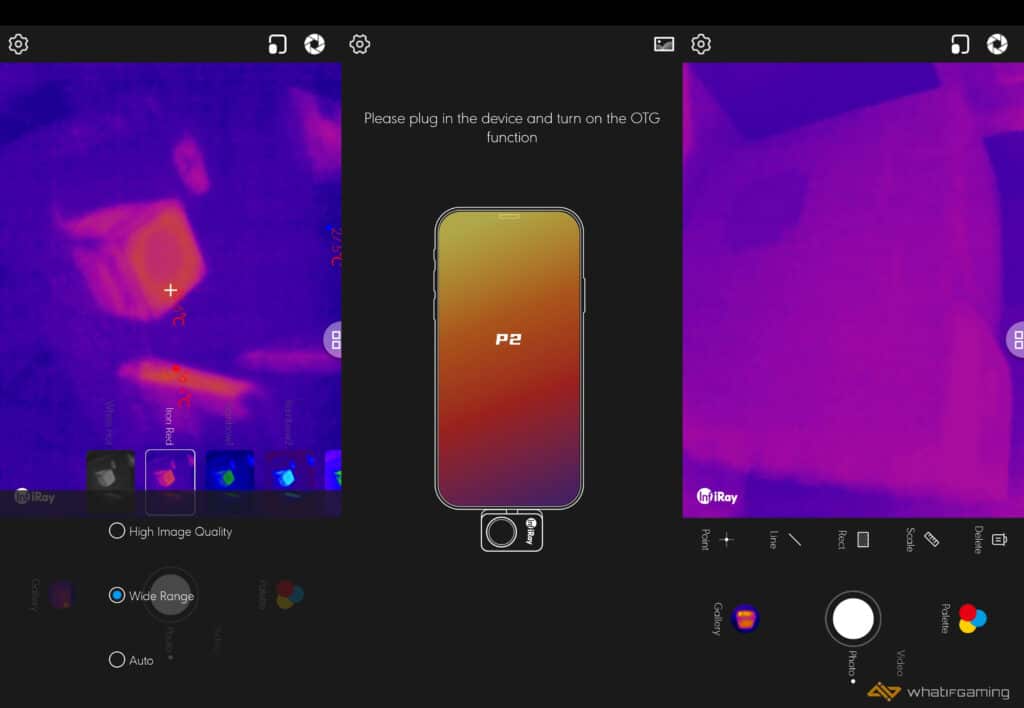 Image shows the Infiray P2 Pro Thermal Cam review interface