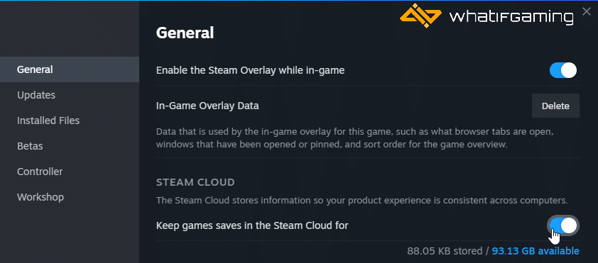 Enable Steam Cloud