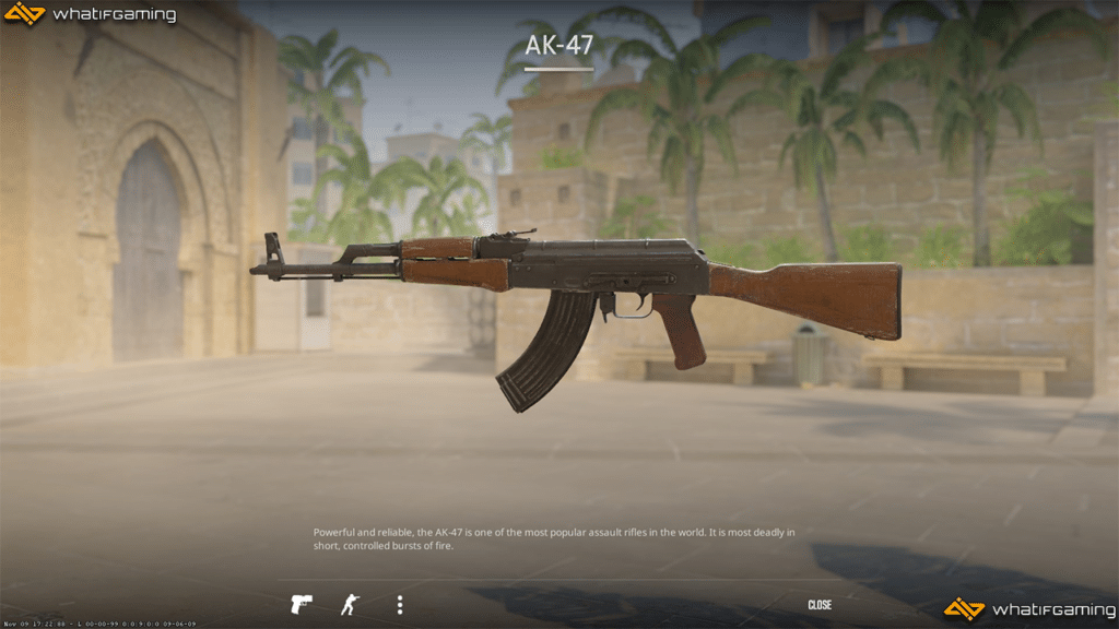 Inspecting the AK-47 weapon in CS2