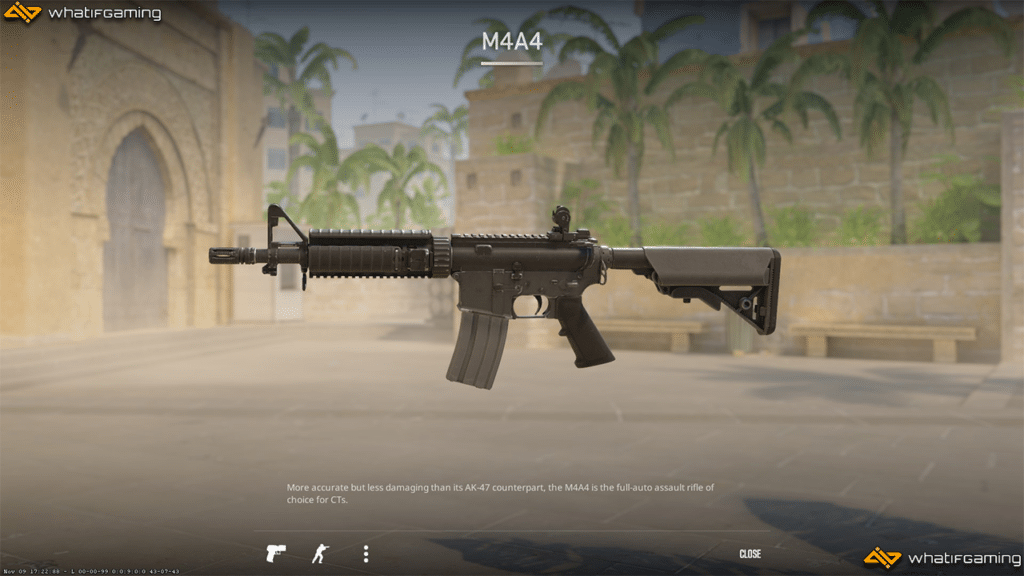 Inspecting the M4A4 weapon in CS2