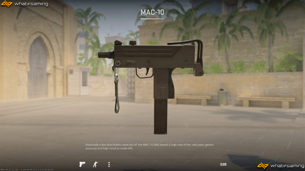 Inspecting the MAC-10 weapon in CS2
