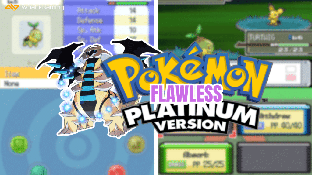 Collaged images of Pokemon Flawless Platinum.