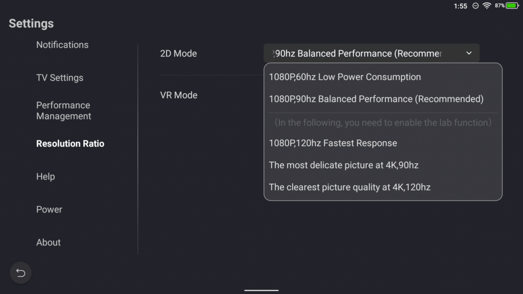 Image shows different Resolution sizes