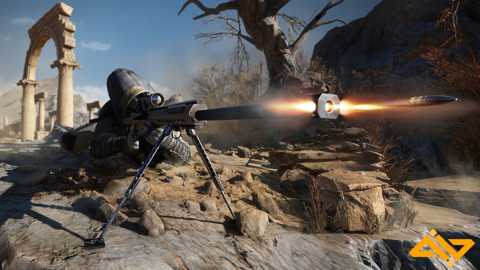 It is a standard sniper shooting experience, complete with bullet drop physics and slow-motion close-up kill shots.
