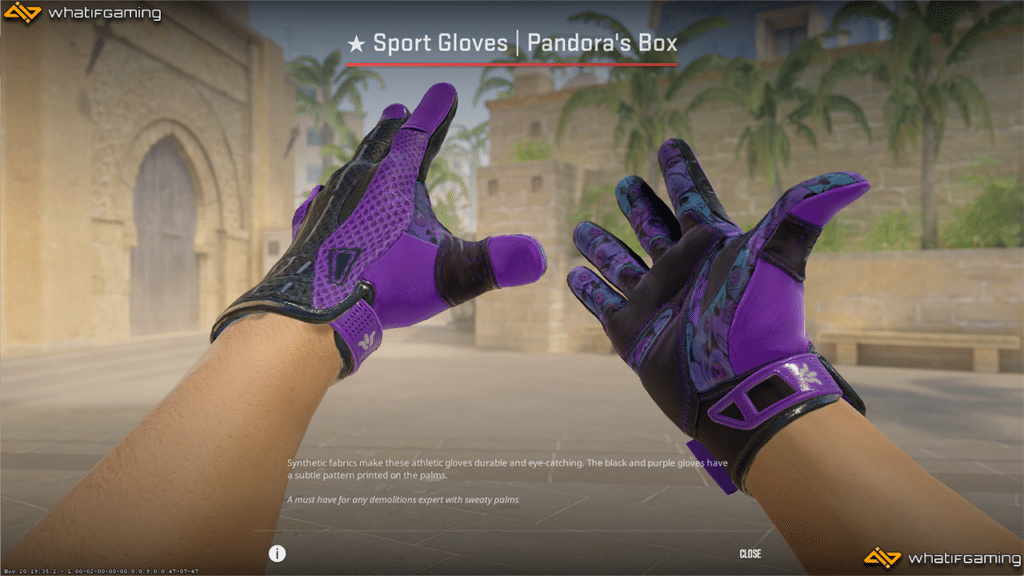 Inspecting the Sport Gloves Pandora's Box Skin in CS2