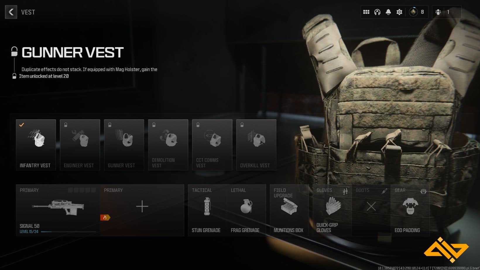 The Gunner Vest allows you to carry two primary weapons.