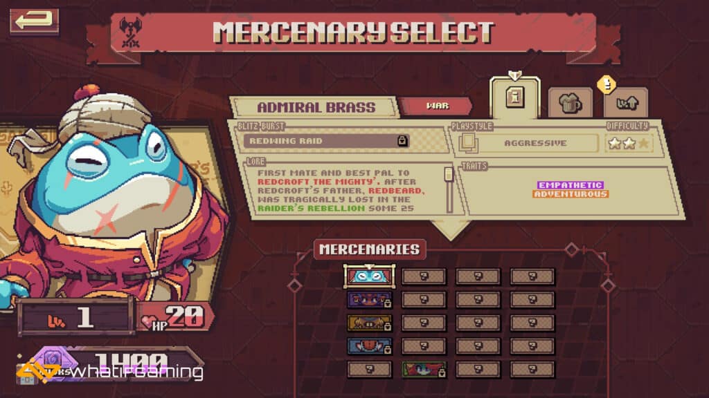 Mercenary Select Screen