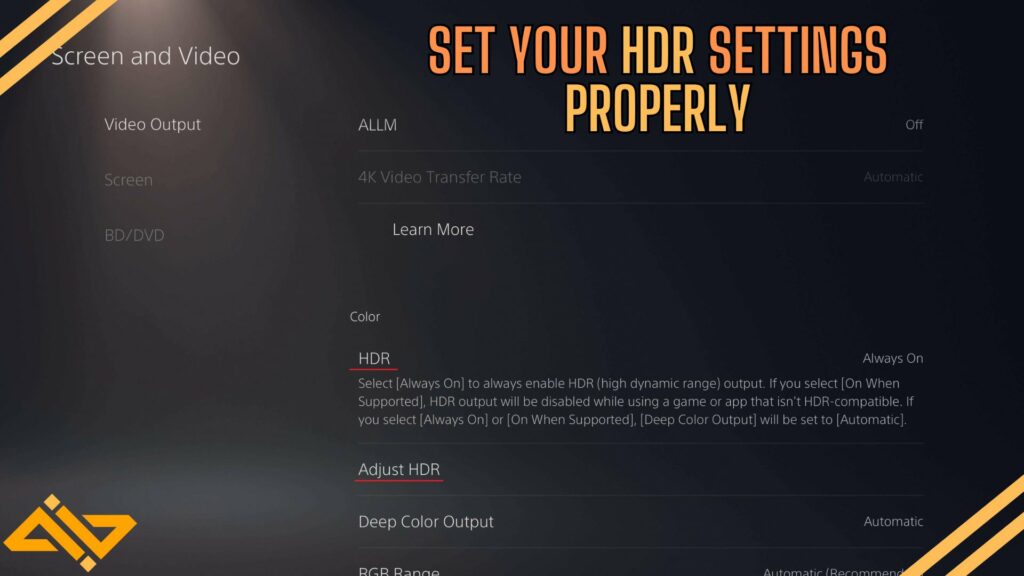Check HDR Settings - PS5 HDMI Not Working