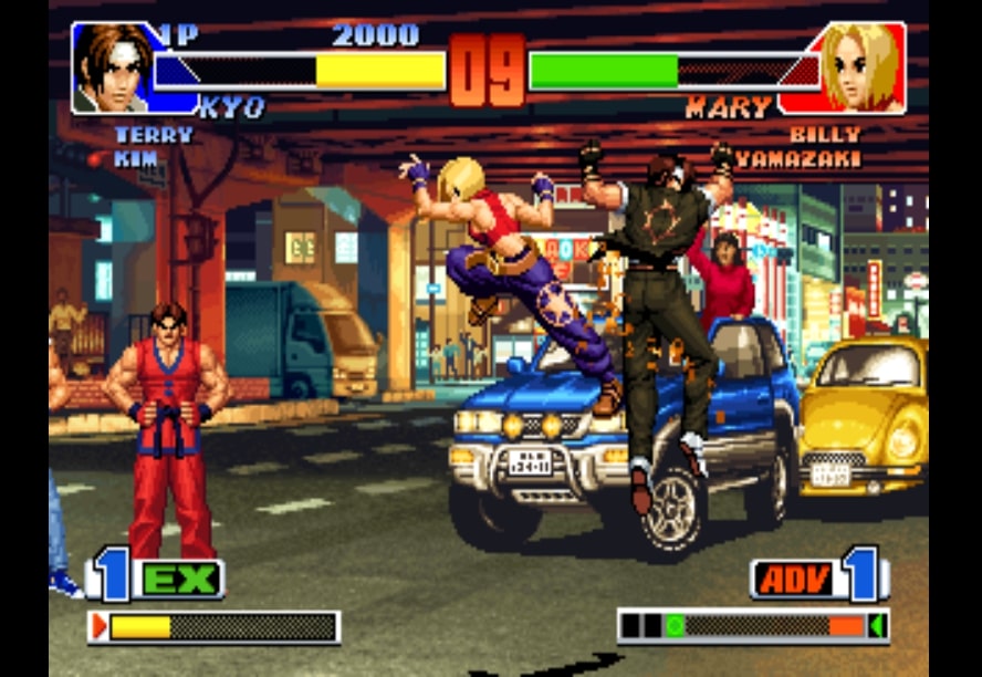 Kyo fighting Mary in King of Fighters '98