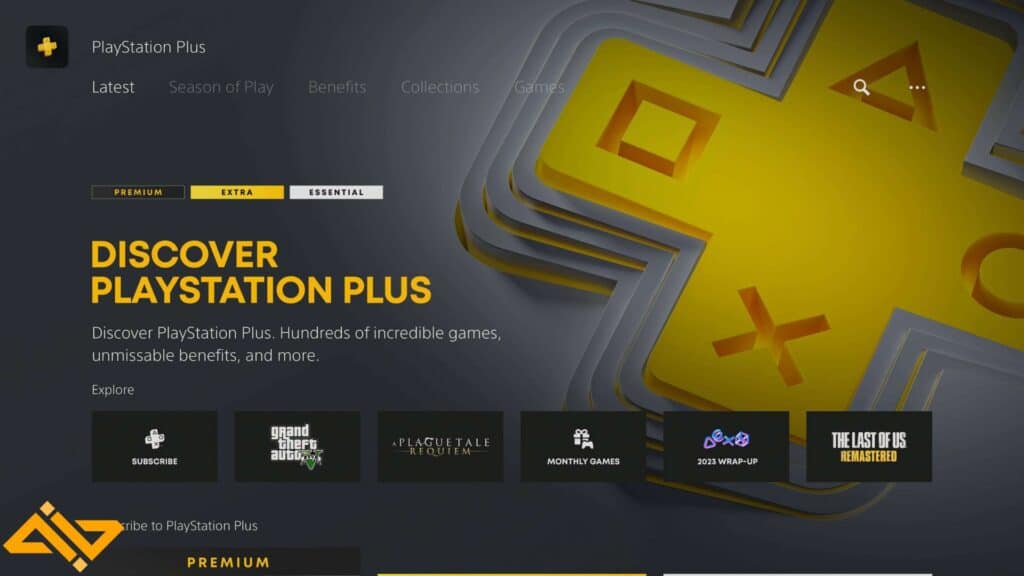PS Plus Homepage in the store.