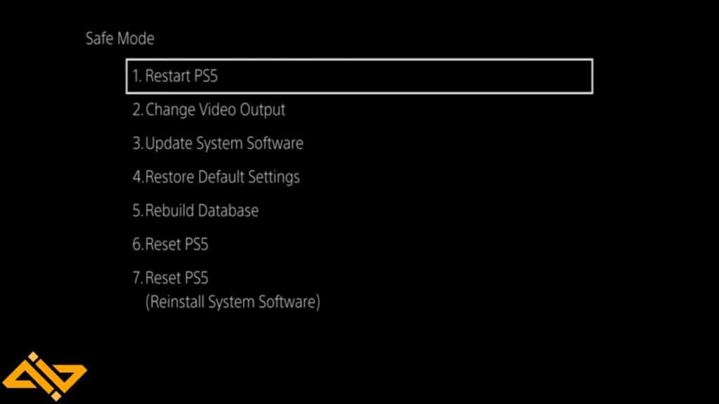 PS5 Safe Mode Options