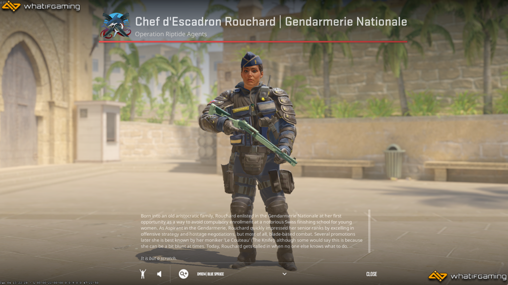 Inspecting Chef d'Escadron Rouchard Gendarmerie Nationale in-game.