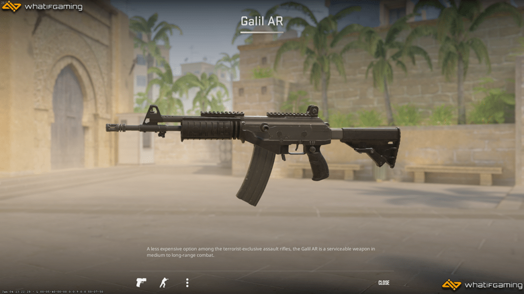 Inspecting the Galil AR weapon in CS2.