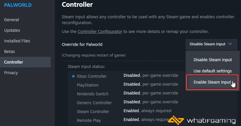 Palworld - Enable Steam Input