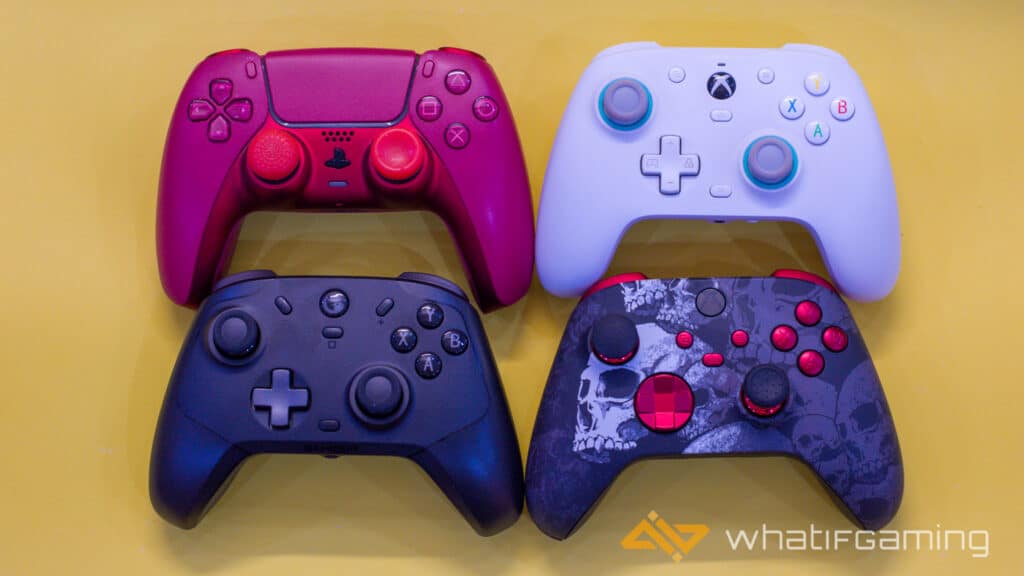 Image shows the Different controllers with the Gamesir Cyclone T4 Pro Review