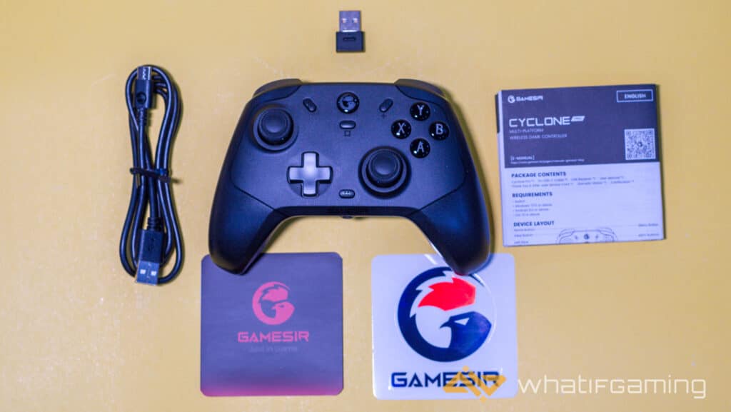 Image has the Gamesir Cyclone T4 Pro Review box contents