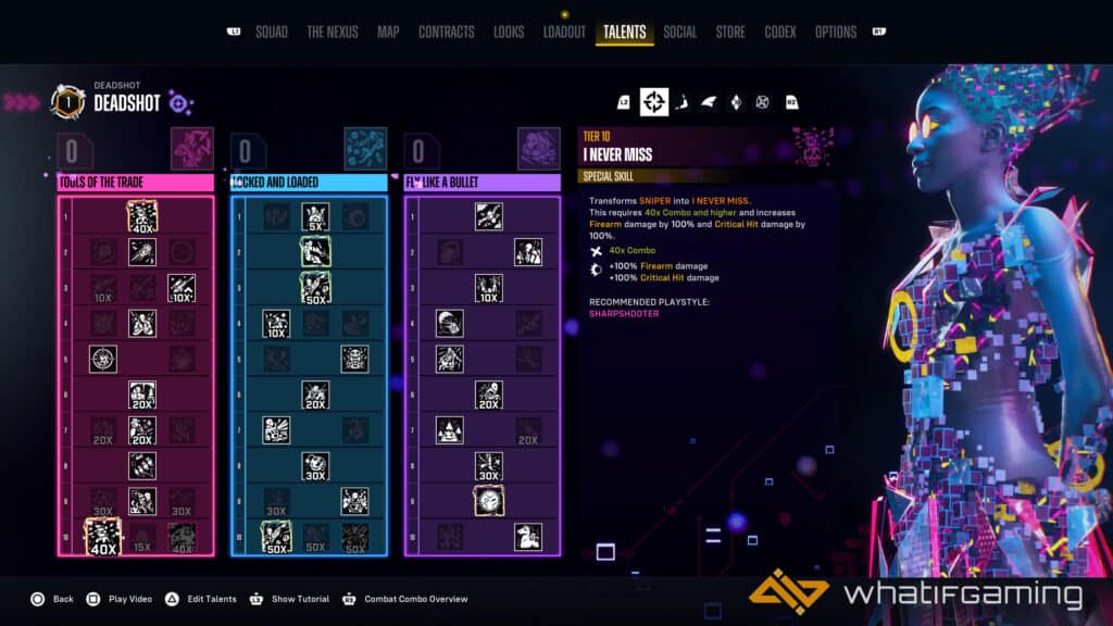 Image shows the Skill tree in Suicide Squad Kill the Justice League review