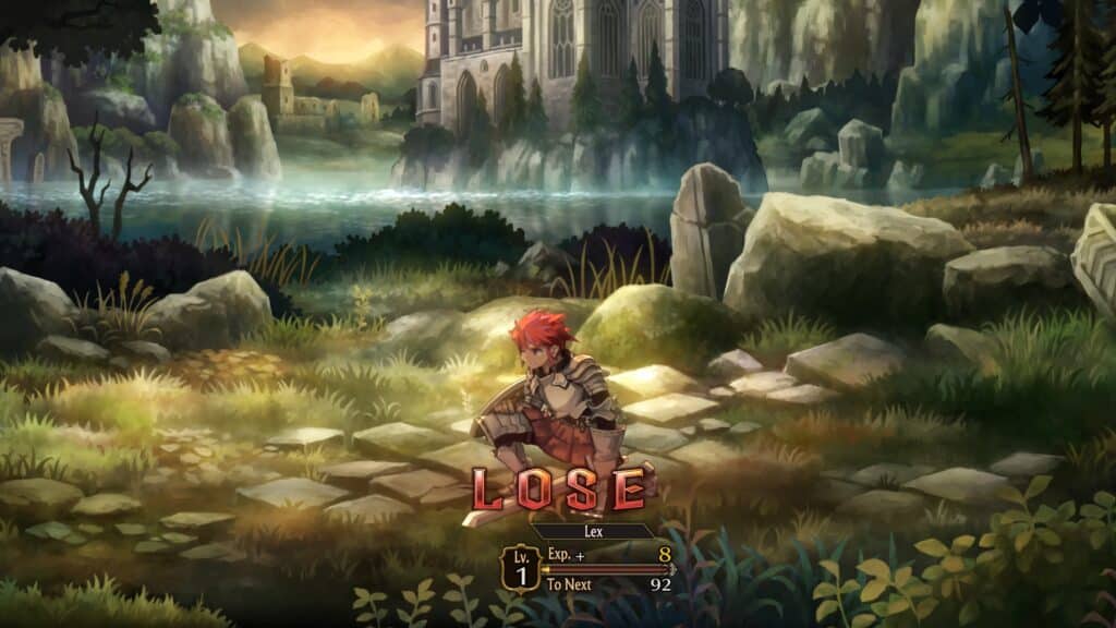 Image shows the lose screen in Unicorn Overlord Review