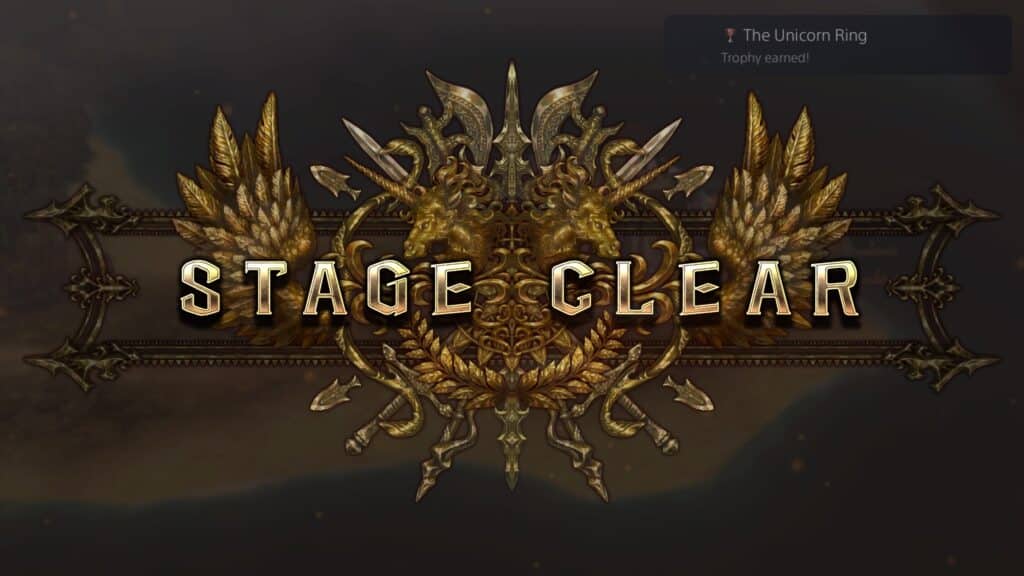 Image shows the stage clear screen